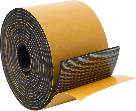 High Density Foam Weather Stripping Door Seal Strip Insulation Tape Roll for Insulating Door Frame, Window, Air Conditioner | Self Adhesive Sealing Weatherstrip (3 in x 1/16 in x 10 Ft, Black)