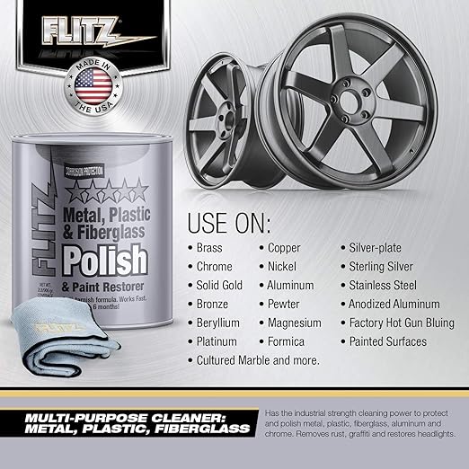 Flitz Multi-Purpose Metal Polish Paste - 1 Gallon Tub of USA-Made Chrome Polish - Works on Stainless Steel, Aluminum, Plastic, Jewelry and Cars - Non-Abrasive Cleaner & Rust Remover (1 Pack)