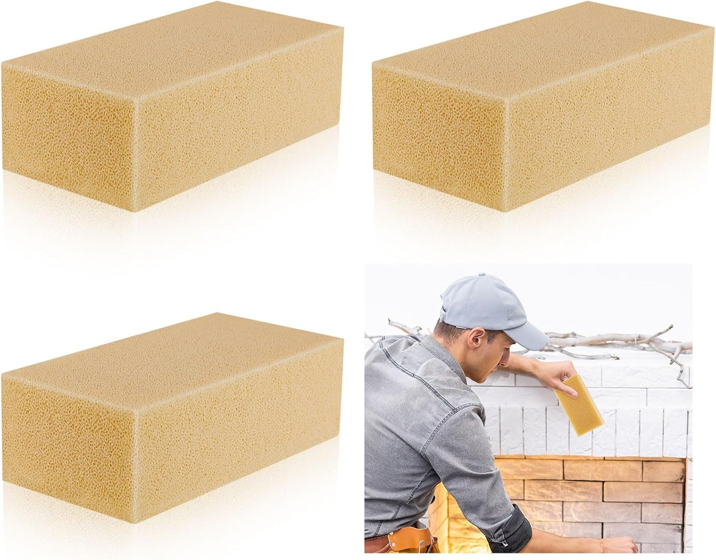 Tessco for you 3 Pcs Reusable Soot Eraser Sponge for Dry Cleaning - Effective Soot Remover for Pet Hair, Dust, and Dirt on Painted Walls, Books, and Car Interiors