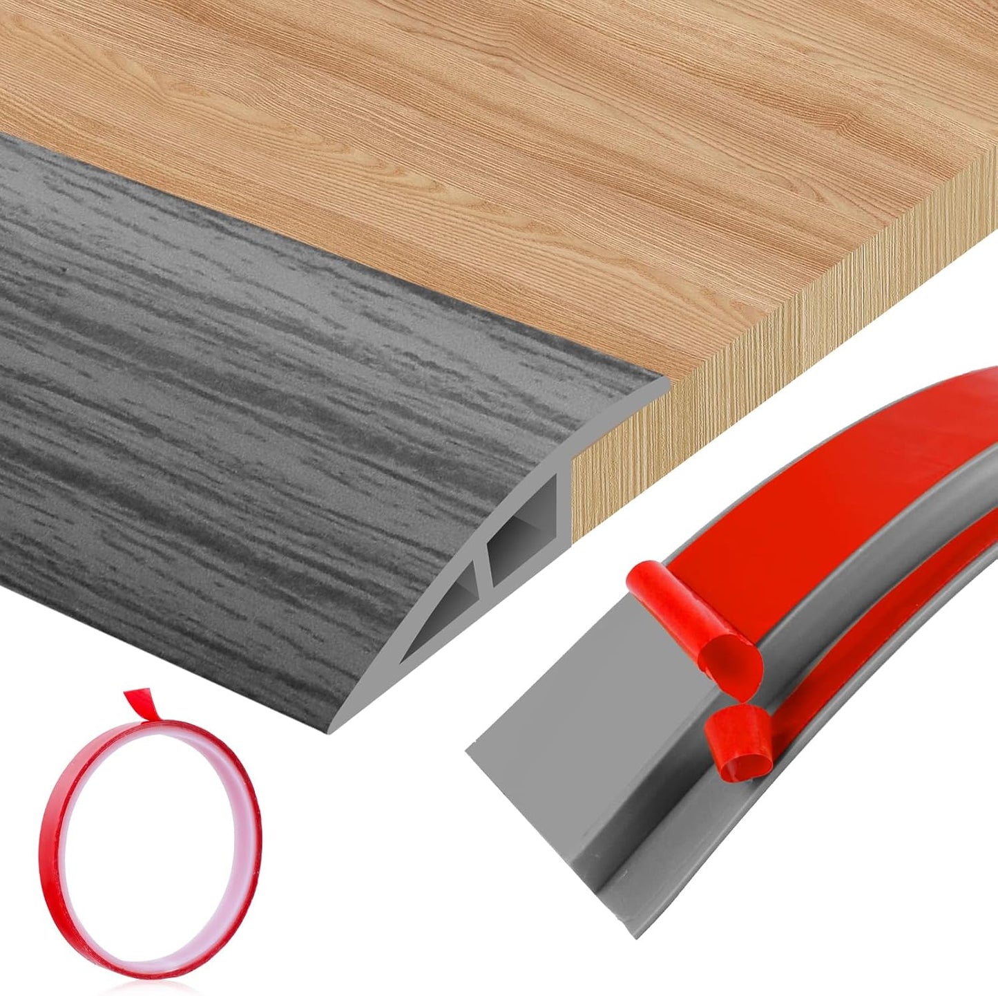 Floor Transition Strip Door Threshold 39" Floor Transition Reducer Trim on The Edges Threshold Strip Self Adhesive Suitable for Doorways, Tiles, Carpet