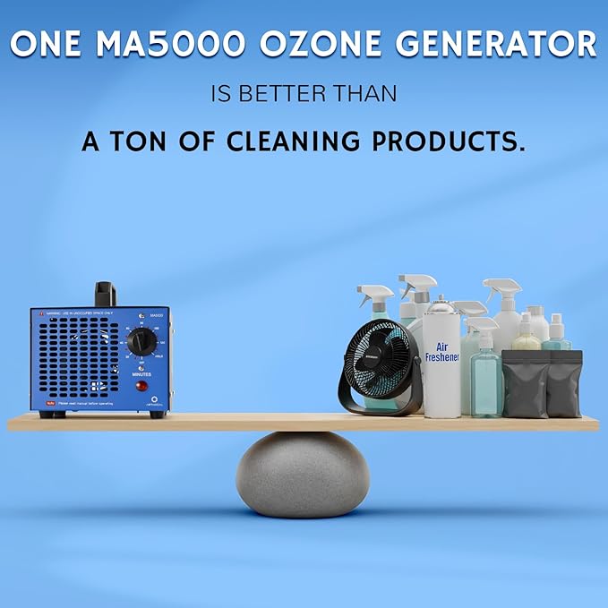 Airthereal MA5000 Commercial Ozone Generator, High Capacity Ozone Machine Odor Removal - Home Air Ionizers O3 Deodorizer for Rooms, Smoke, Cars and Pets, Eliminate Odors up to 2000sq.ft., Black