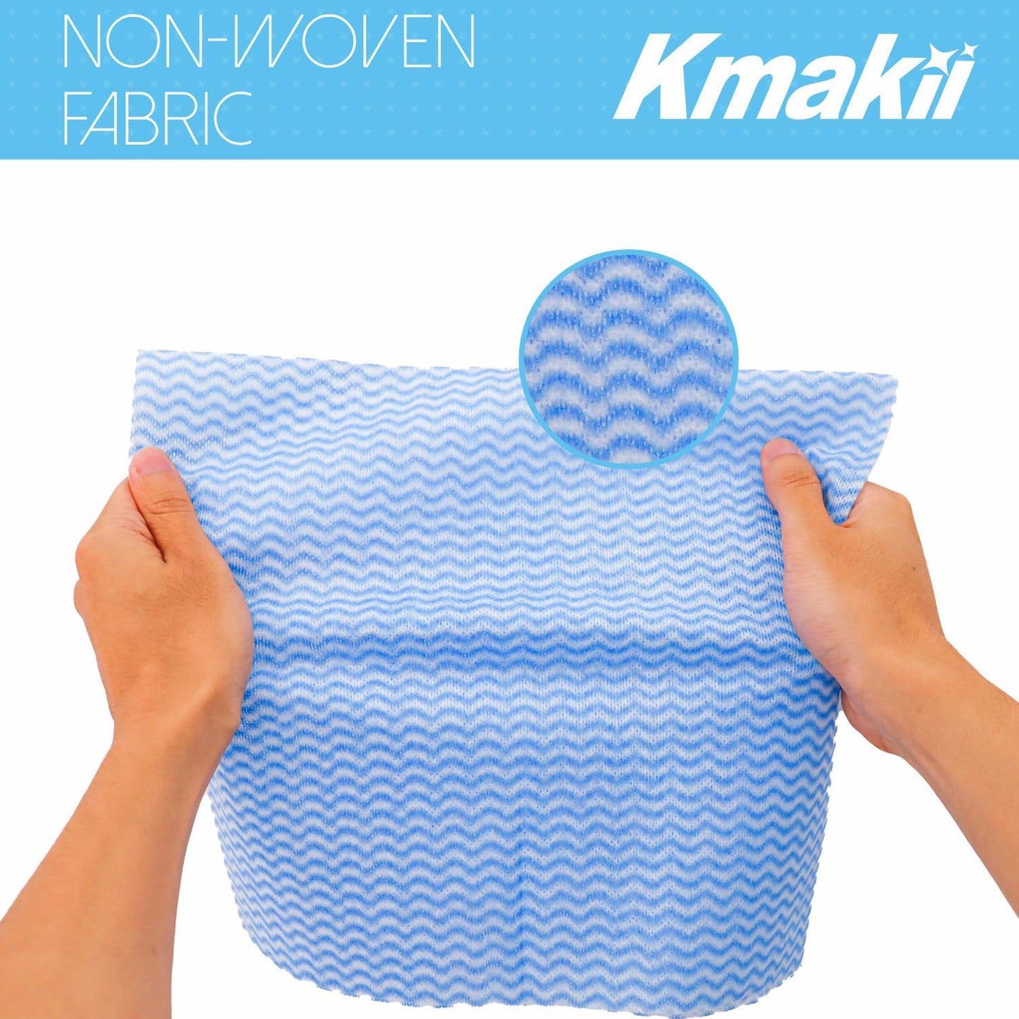 KMAKII Handi Wipe Reusable Cloths - Multi-Purpose Disposable Dish Cloths and Towels, Ultra Absorbent, Fast-Dry, Durable Cleaning Wipes for Kitchen and Home, Blue, 11.8 x 21 inches, Pack of 80