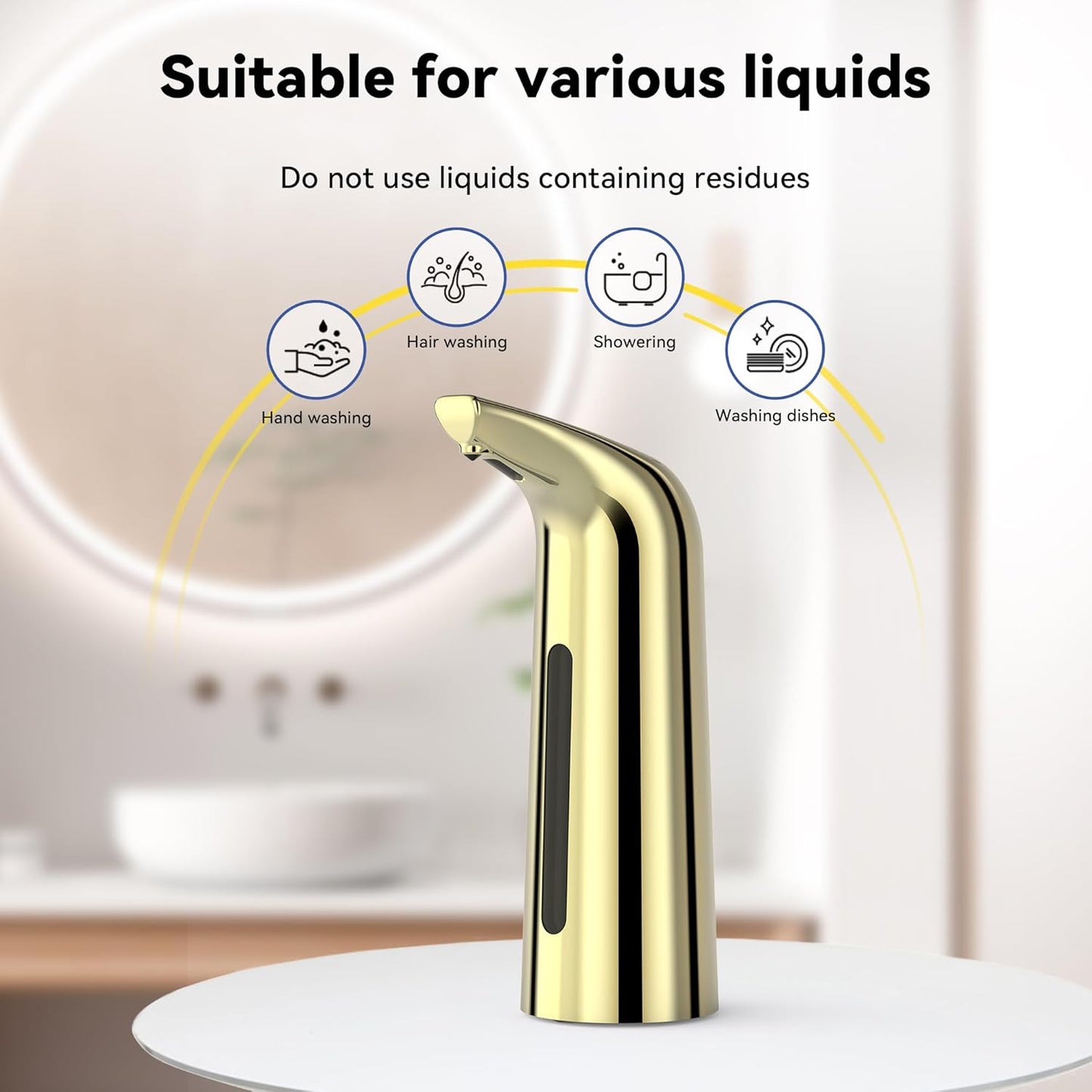 Automatic Soap Dispenser with Infrared Sensor - Adjustable 4-Level Touchless Hand Soap for Kitchen, Bathroom - Battery Operated Electric Dispenser, Durable Plastic, Smart Soap Holder