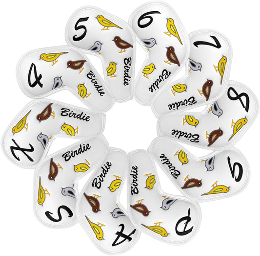 Premium Leather Golf Club Iron Covers - 10pcs/Set Wedge & Iron Headcovers with Velcro Closure