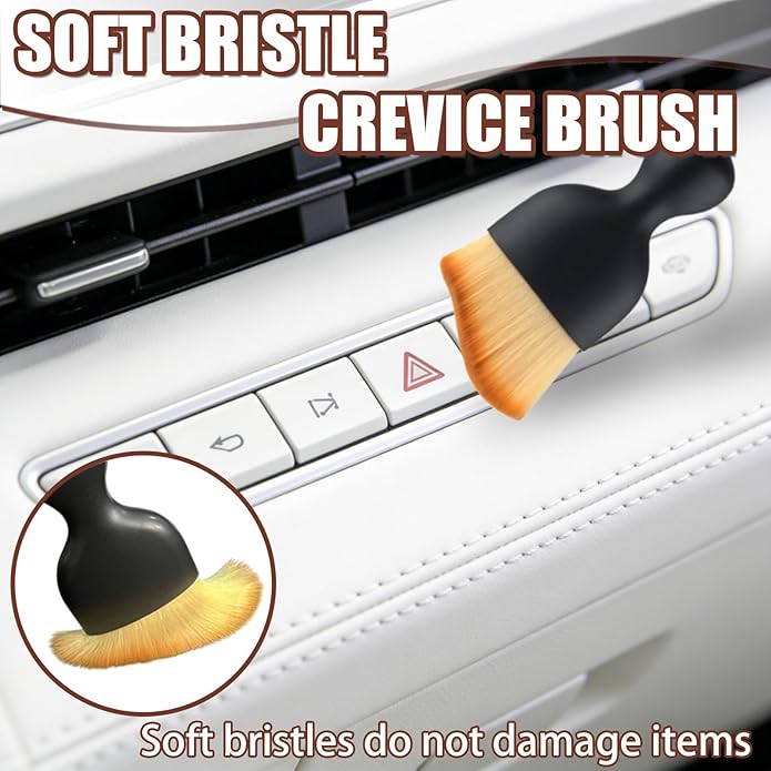 Car Detailing Brush Set, Ultra Soft Boars Hair Car Interior Detailing Brushes, Car Interior Detailing Kit, for Seats Leather Care or Cleaning (6PCS)