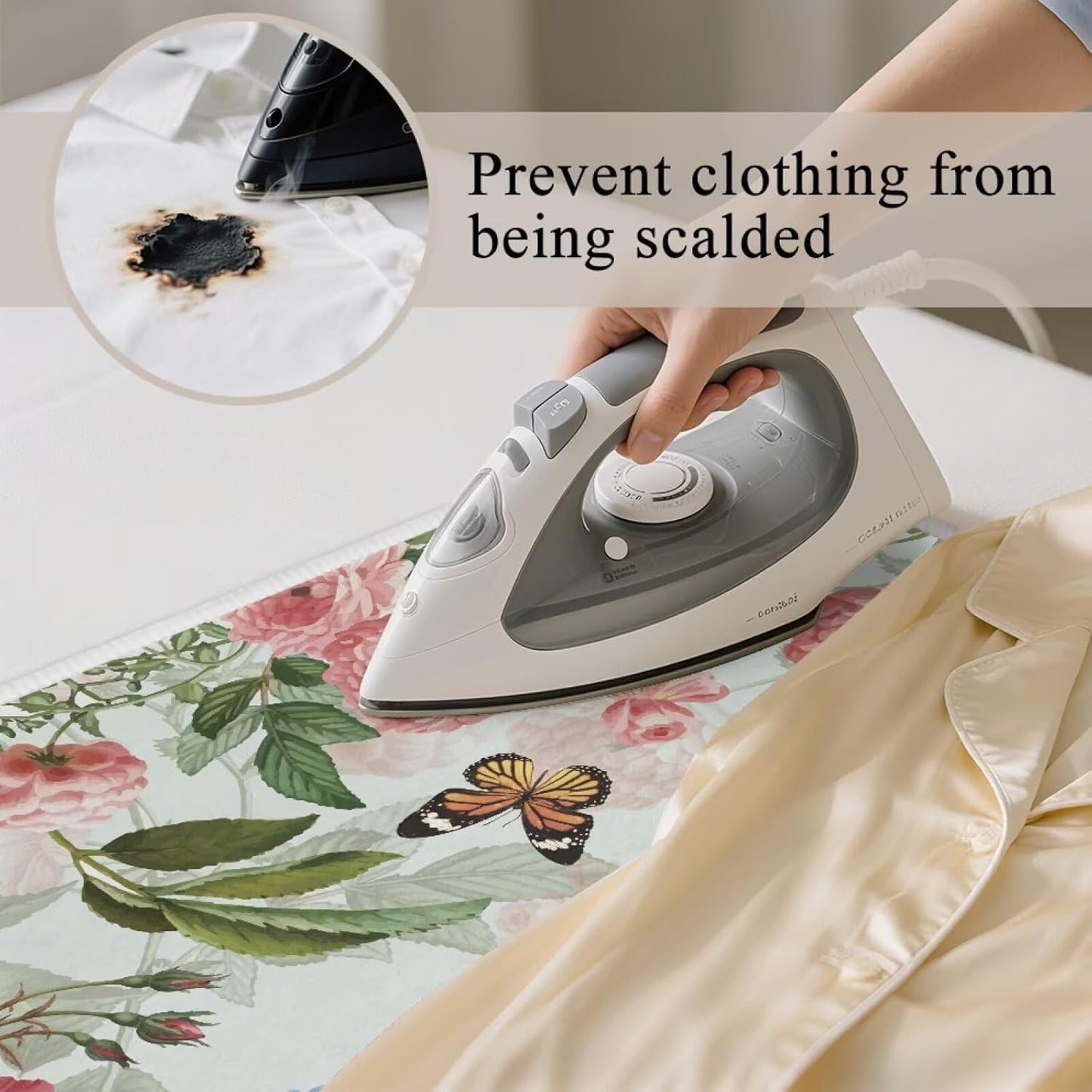 Ironing Mat Foldable Ironing Pad Portable Board Iron Board Alternative Cover,Hummingbird Floral Small Iron Mat for Table Top,Washer and Dryer 32 x 16 Inch