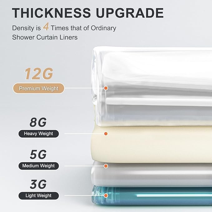 AmazerBath Heavy Duty Stall Shower Curtain Liner 12 Gauge, 36 x 72 Inches Clear Weighted Plastic Shower Liner with 2 Weighted Stones and 6 Rustproof Metal Grommet