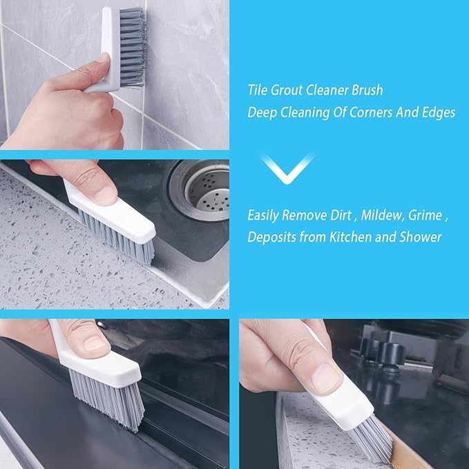 Grout Brush Cleaning,Hard Bristle Grout Cleaner for Tile Floors,Bathroom Cleaning Brushes for Scrub Shower Tile Grout, Black, 4 Pieces