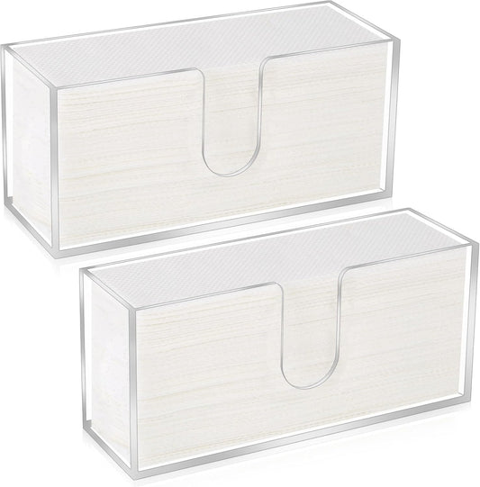 2Pcs Acrylic Paper Towel Dispenser, Paper Towel Holder Countertop Clear Multi Trifold Napkin Holder, Suitable for Z-fold, C-fold or MultiFold Paper Towels for Bathroom, Toilet, Kitchen
