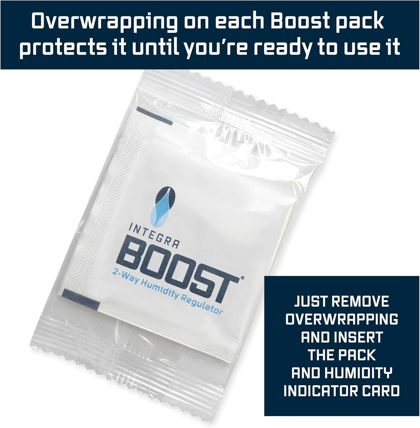 Integra Boost 2-Way Humidity Control Pack – Patented Technology for Humidity Control – Preserve Flavor & Maintain 62% RH – Moisture Absorber for Herbs, Spices & More – 2 Gram (Pack of 50)