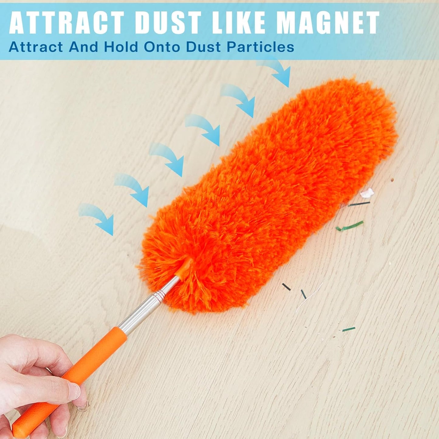 Tanlade 12 Pcs Microfiber Feather Duster for Cleaning 13-31 Inch Extendable Cobweb Dusters Ceiling Fan Duster Washable Bendable Tool for Office Car Window Furniture (Stylish Color)