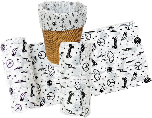 Happy Haven Trash Bags for 2,3,4 Gallon Trash Can, Small Garbage Bags - Bedroom & Bathroom, Decorative Cute Wastebasket Trash Can Liner Kids - 50 Count (Everyday Electric)