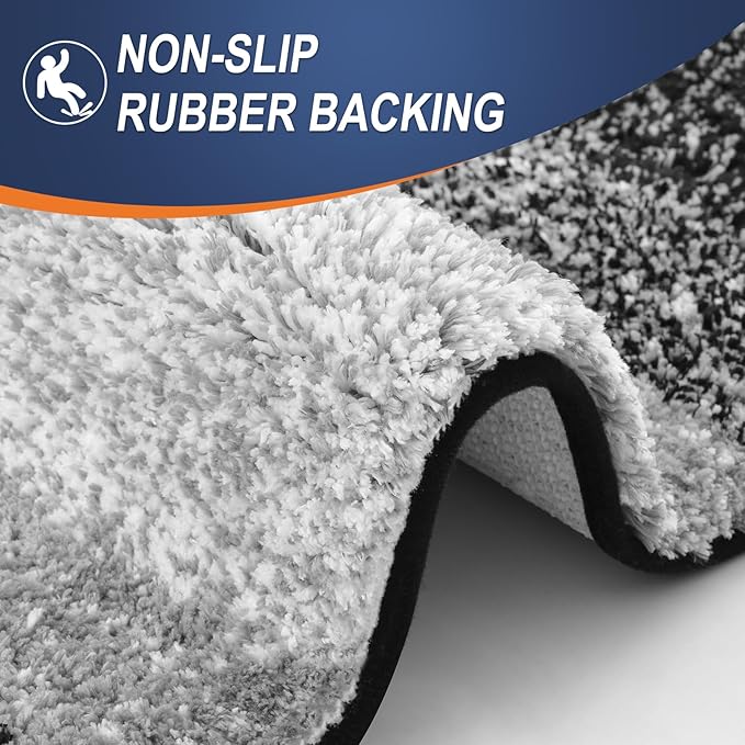 OLANLY Bathroom Rugs Mat 44x32, Extra Soft Absorbent Microfiber Bath Rugs, Rubber Backing, Quick Dry, Machine Washable Bath Mats for Bathroom Floor, Tub and Shower, Home Decor Accessories, Black