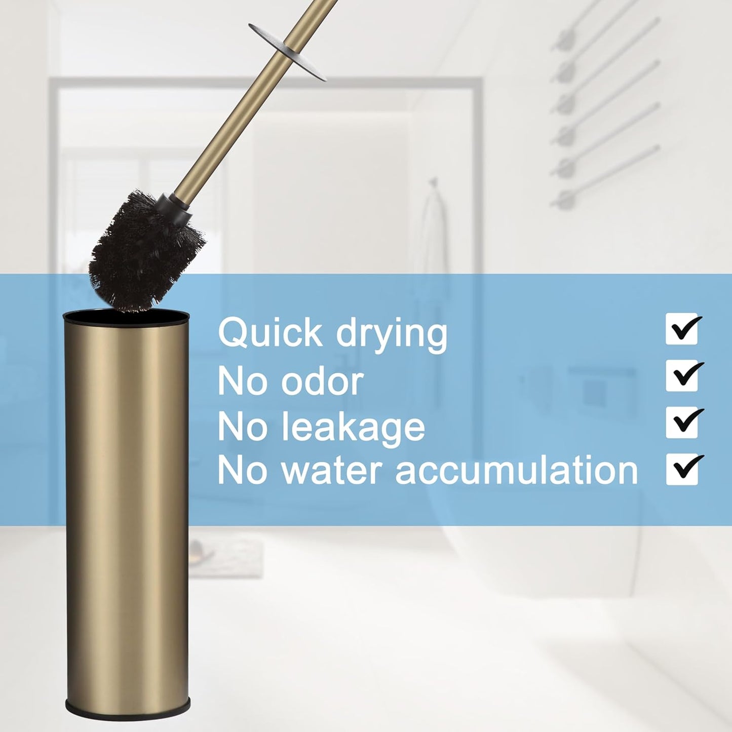 BGL Brushed Gold Toilet Brush and Holder,Stainless Steel Toilet Brushes for Bathroom with Holder