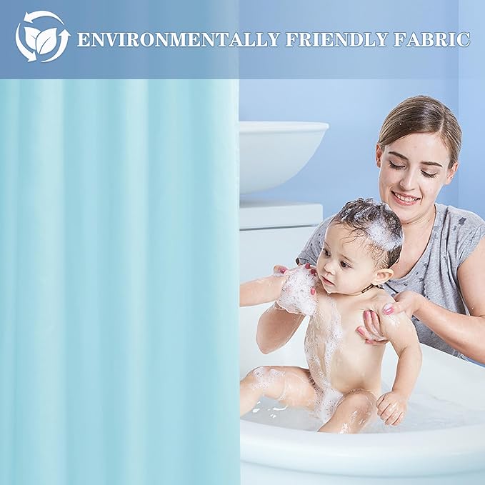 Nasitos Fabric Shower Curtain Liners 4 Pack - W72 x H72 - Washable & Water Resistant Cloth Shower Liner for Bathroom, Soft Hotel Quality, Standard Size (Blue, Include 8 Separate Magnets)