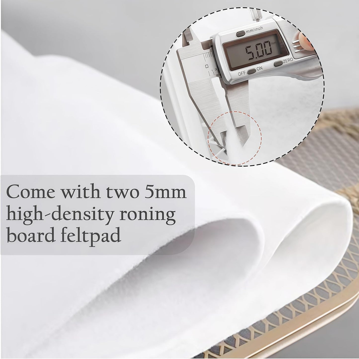Ironing Board Cover with Two 5MM Thick Feltpads,13"x43"Heat Resistant Replacement Ironing Board Cover and Pad,Fits Standard Ironing Boards,Durability and Easy to Install