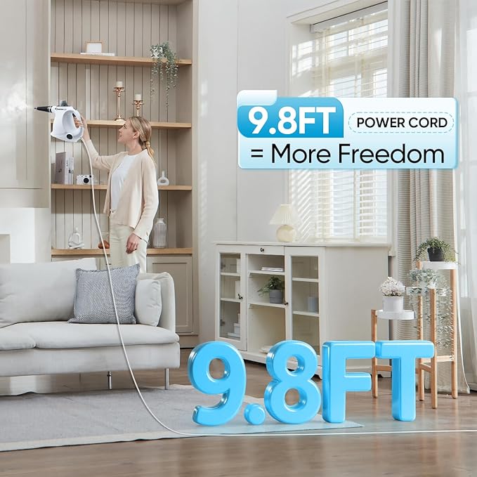 Handheld Steam Cleaner Pressurized Portable Steamer for Home Office Car With 9 Accessories &Safety Lock For Multi-Surface (5 Towel Sleeve)