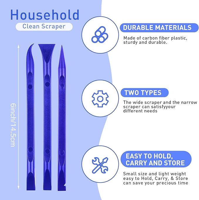 9 Pieces Plastic Scraper Tool Scratch Free Crevice Cleaning Sticker Remover Tool Multipurpose Non Scratch Scrapers for Tight Spaces, Kitchen, Crevices, Auto Detailing, Paint