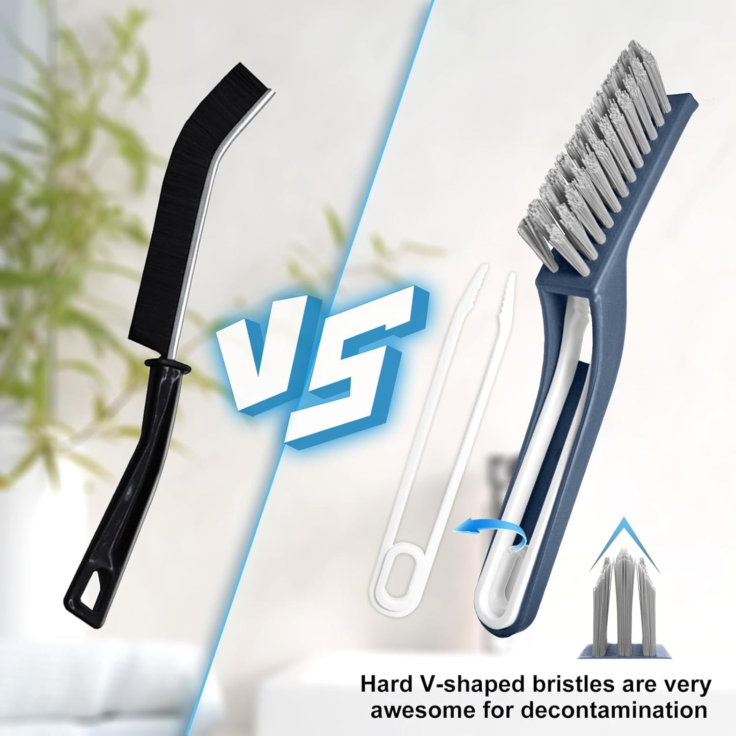 Bristle Brush - Hard Bristle Crevice Cleaning Brush Tools for Household Use, Kitchen, Bathroom, Window, Toilet, Corners, Multi Purpose Hard Bristle Brushes for Deep Cleaning Gap (2 pcs)