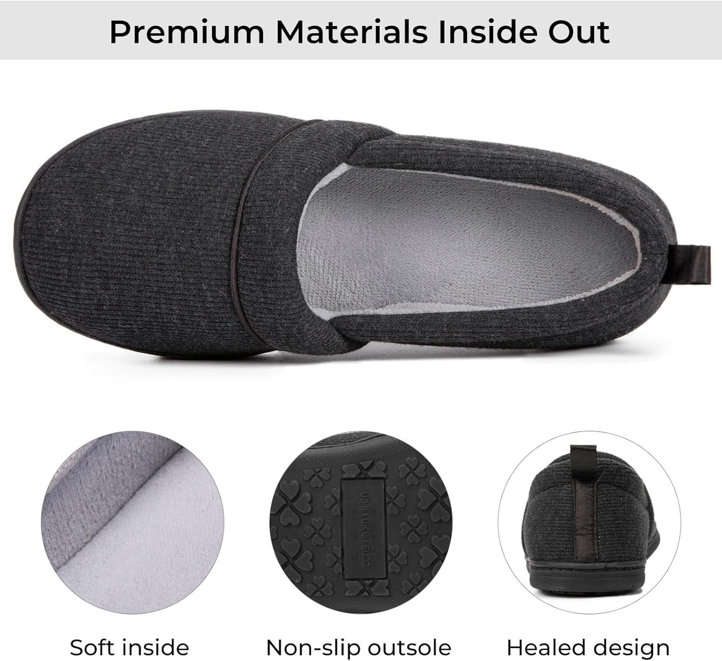 HomeTop Women's Comfy Loafer Slippers Lightweight Memory Foam Non-slip Indoor House Shoes