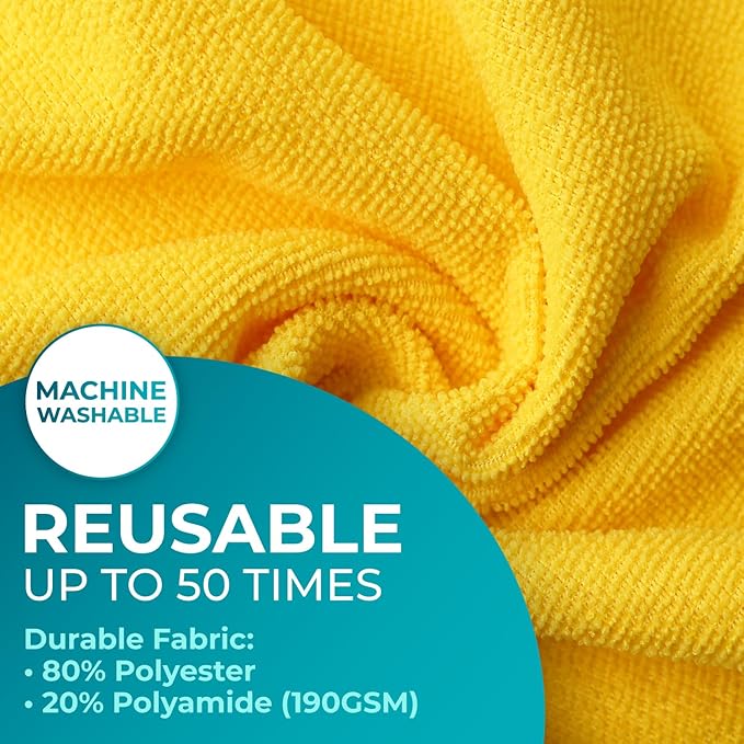 HELOMOR 100 Pack Microfiber Cleaning Cloth Roll - Tear Away Reusable Paper Towels Washable, 11.8" Ultra Absorbent Cleaning Supplies for Housekeeping, Rags Microfiber Towel, Lint Free Cloth Value Pack