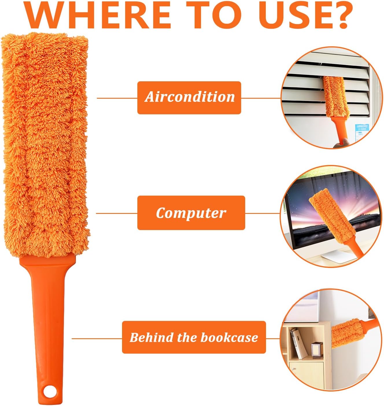 4 Pack 15 inch Reuseable Microfiber Feather Duster, Blind Duster, Gap Duster, Removable and Washable Head, Cleaning Tool for Window, Blind, Car, Wall, Dead Corner Gap, Furniture, Sofa, Screen