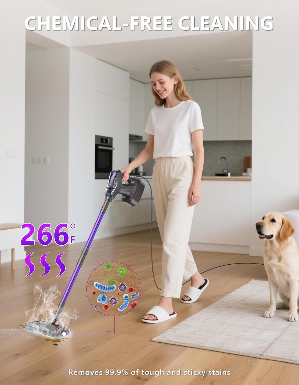 Steam Mop for Floor Cleaning, Heavy Duty 29-in-1 Steam Cleaner for Home with Detachable Handheld Steamer, for Hardwood, Tile, Walls, Grout, Windows, Furniture and Decks