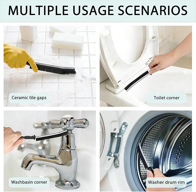 Crevice Cleaning Brush Set, Multi-Purpose Hard Bristle Brushes for Deep Cleaning Kitchen, Bathroom, Grout, Sink, Cup, Teapot, Bottle, Blender, Corners, Tight Spaces & More (12)