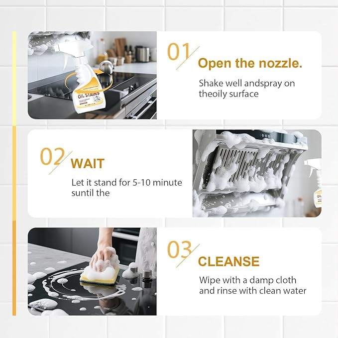 Grease Remover,Heavy Oil Stain Cleaner Kitchen,Clean Up Kitchen Oil Stains, 2025 Upgrade Cleaner Spray Degreaser Cleaner, Grease Remover for Pot, Stoves and Range Hoods (1)