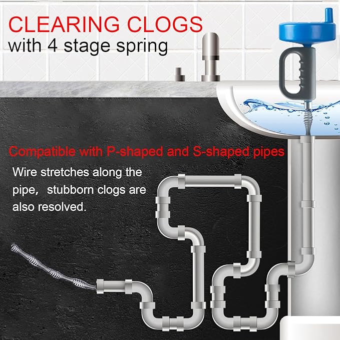 Drain Clog Remover (5pcs)＆Drain Auger 32 FT (1pcs)＆Drain Snake Hair Remover (1pcs),Toilet Plumbing Snake Set for Toilet Sewer Shower Kitchen Bathroom Tub Clogged Drains Opener Cleaning Tool