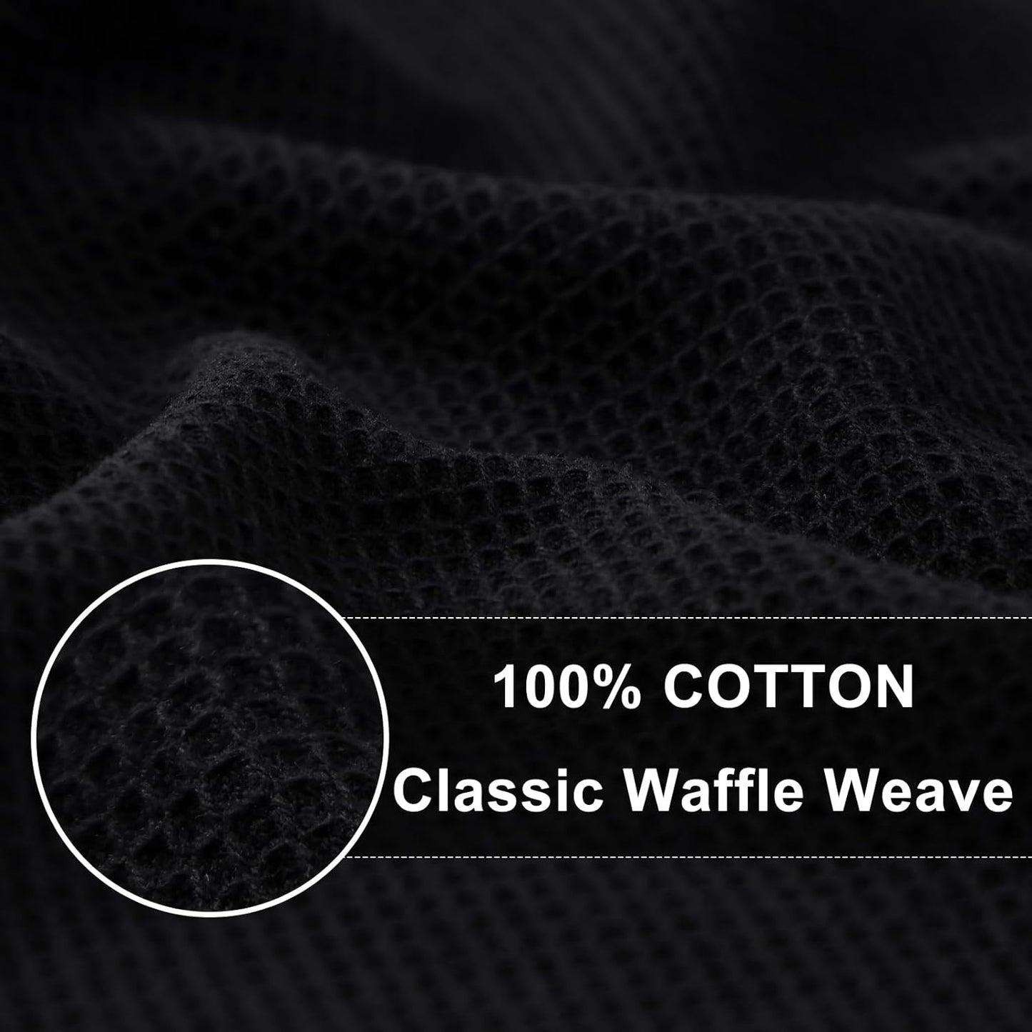 Homaxy 100% Cotton Waffle Weave Kitchen Towels - 4 Pack Soft and Absorbent Dish Towels - 16 x 26 Inches Quick Dry Hand Towels - Black