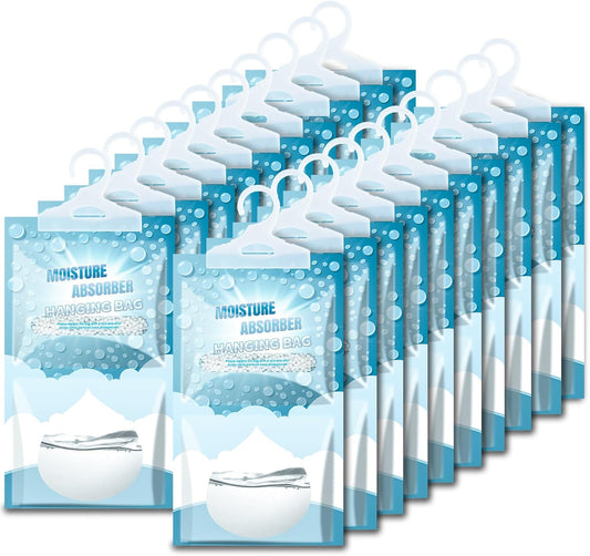 20 Pack Hanging Moisture Absorbers - Fagrance Free Dehumidifier Bags, 8.11 OZ/Pack, Removes Moisture & Odors, Humidity Absorber Packs for Closet Bedroom Kitchen