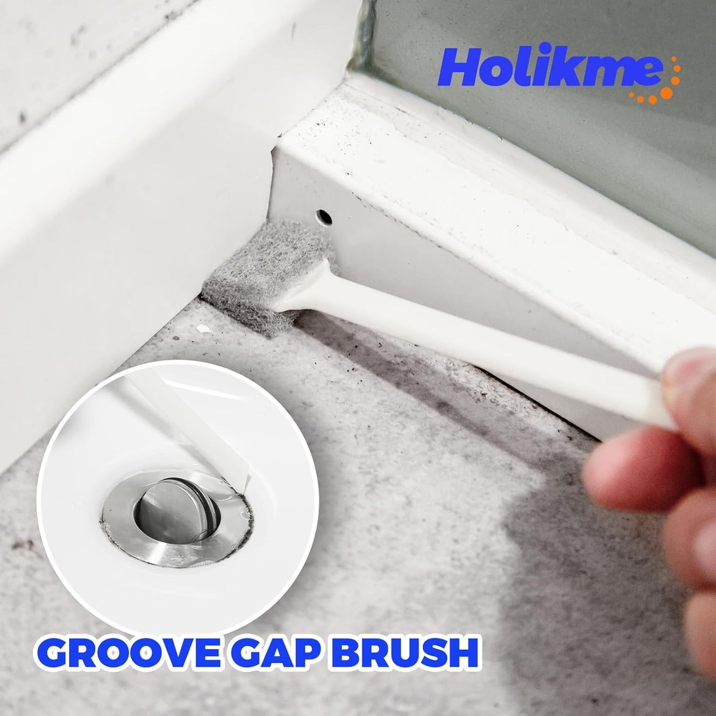 Holikme Cleaning Brush Set, Scouring Pad for Cleaning, Groove Gap Brushes for Pot, Pan, Kitchen Sink, Wire Brushes (Azul)