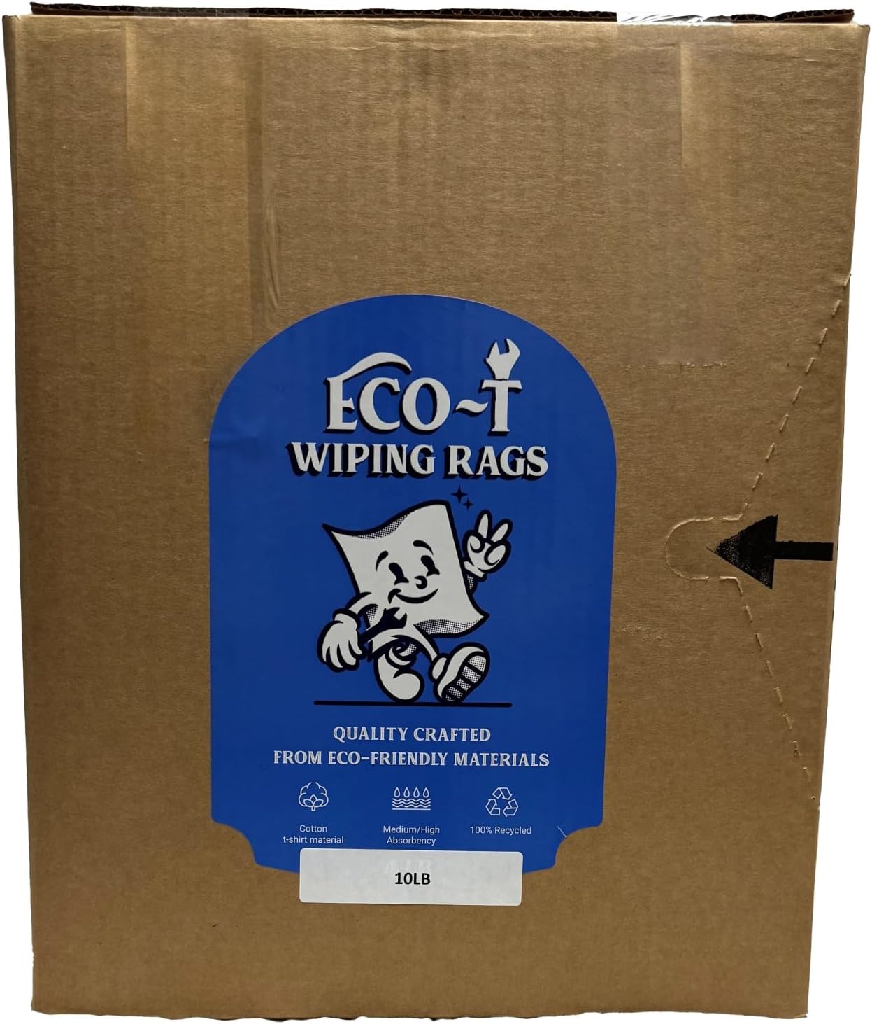 10 Lb Box Eco-T Mechanic Shop Rags - Colored T-Shirt Material, 100% Recycled, Eco-Friendly, High Absorbency, Low Lint, Low-Cost, Industrial Use Wiping Cloth