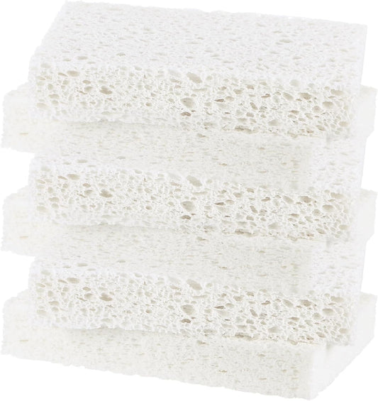 6-Pack Kitchen Sponges, Condense Eco Cellulose Non-Scratch Scrub Heavy Sponge for Kitchen/Household/Bathroom, Clean Tough Messes Dish Scrubber [White]