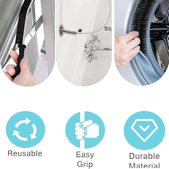 Dryer Vent Cleaner Brush Kit, Stainless Steel Wire Shaft for Refrigerator Coil, Clothes Trap, Duct, Crevice and Home Washer Cleaning