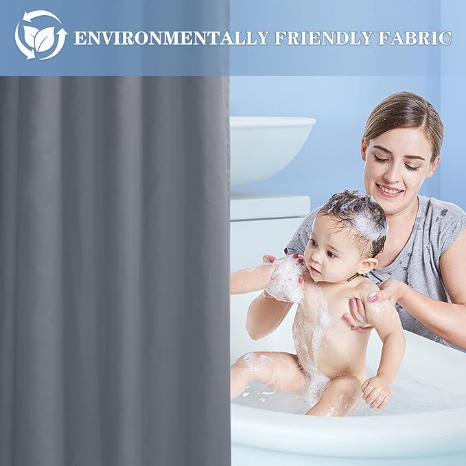 Nasitos Fabric Grey Shower Curtain Liners 4 Pack - W72 x H72 - Washable & Water Resistant Cloth Shower Liner for Bathtub, Soft Hotel Quality, Standard Size (Include 8 Separate Magnets)