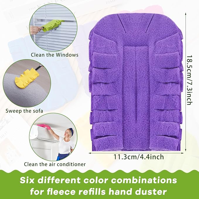 Zubebe 50 Pcs Duster Refill Reusable Fleece Duster Refills Feather Flat Dusters Multi Surface Washable Cleaning Pads Tools for Home, Blinds, Car, Pet, Furniture, Fans (Dark Color)