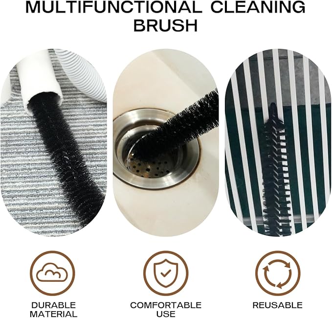 2 Pack Dryer Vent Cleaning Brush Kit: 16.5" Heavy-Duty Lint Removal Tool, Refrigerator Coil & Crevice Cleaner Brush for Stubborn Lint Trap Dust and Pet Hair