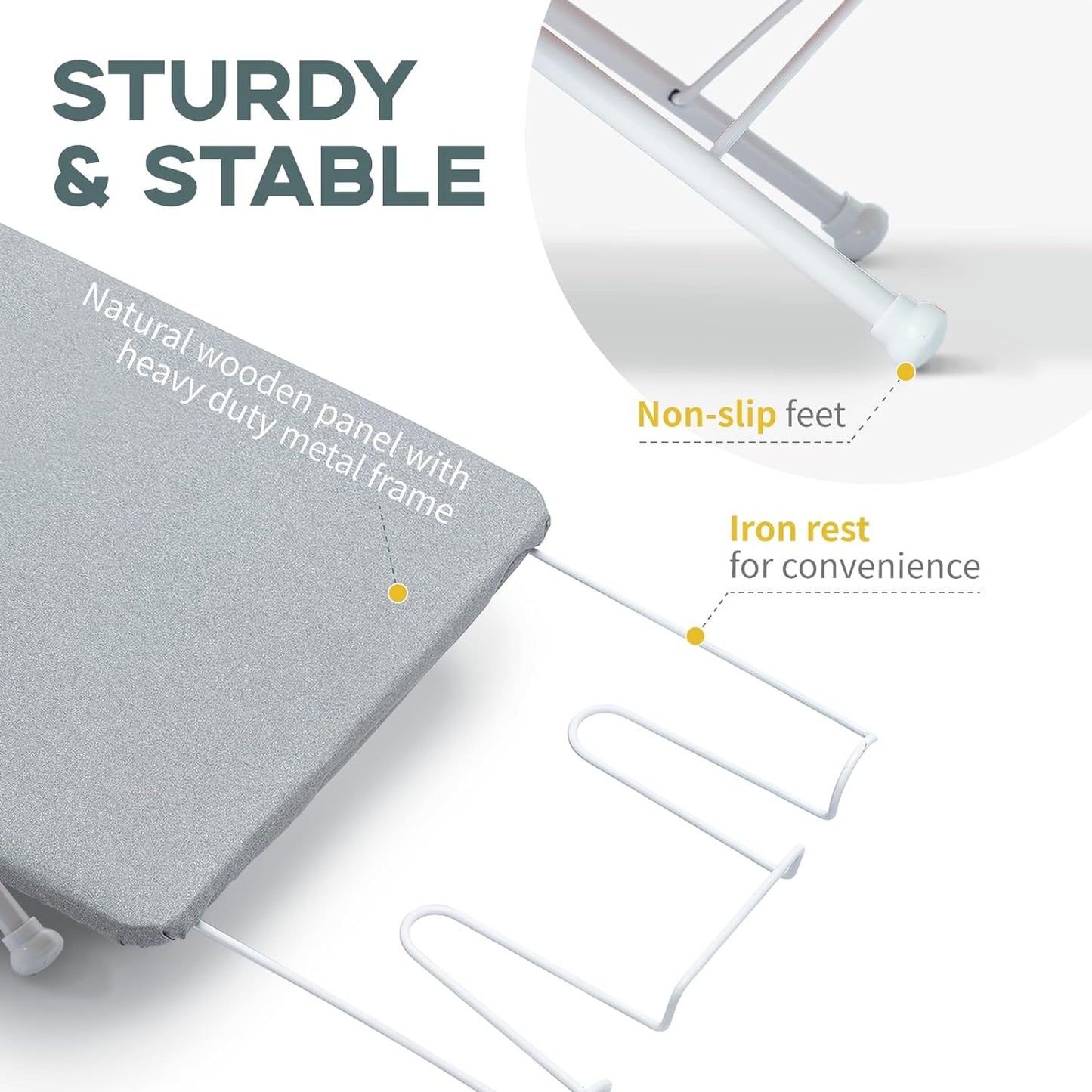 Small Ironing Board Tabletop with Iron Rest, Foldable Mini Iron Board with Cotton Cover, RAINHOL Folding Portable Travel Ironing Table for Spacing Saving 32"x12"