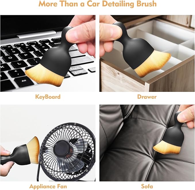 Car Interior Cleaning Brush Car Duster Interior with Ultra Soft Bristles Auto Detailing Brushes Dusting Car Accessories for Dashboard, AC Vents, Leather, Scratch-Free (2Pack)