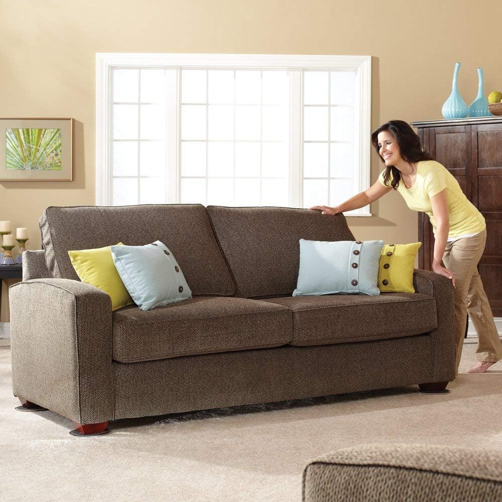 Ezprotekt 8 Pack Reusable Large Furniture Movers Sliders for Carpet, 5" Round Furniture Moving Pads, Carpet Sliders for Heavy Sofa Bed Couch Fridge, Move Items Easily and Quickly (Beige)