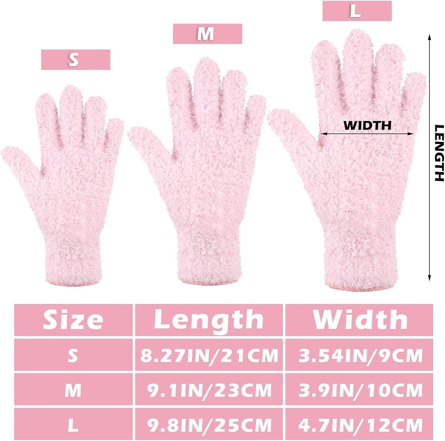 Patelai 3 Pairs Microfiber Plant Dusting Gloves Leaf Cleaning Gloves for Indoor Plants, Blinds, Furniture, House (Small,Pink, Nude, White)