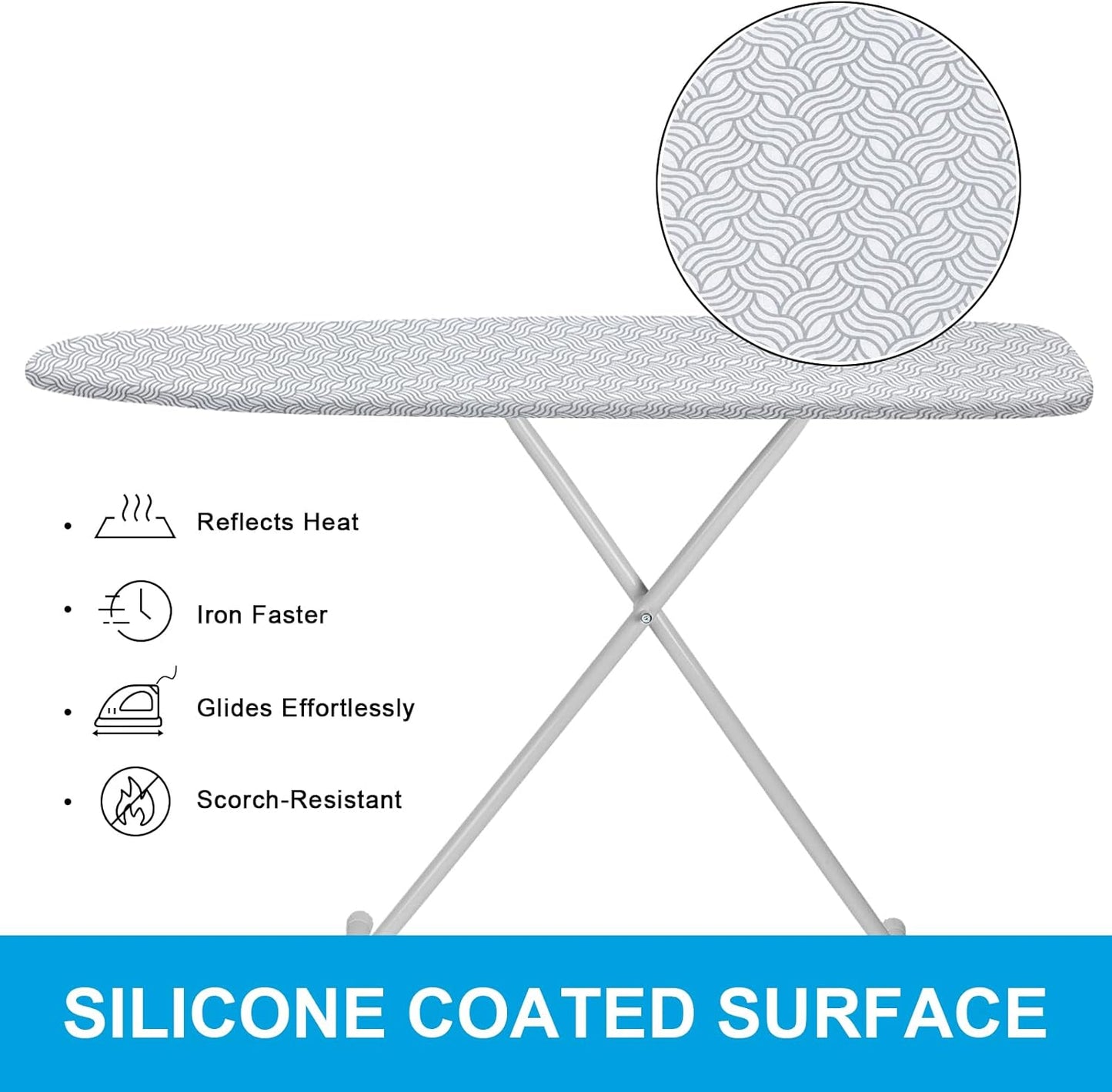 Dalykate Ironing Board Cover and Pad, 15" x 54", Thick Padding, Elastic Edge, Scorch & Stain Resistant, Includes Fasteners & Mesh Cloth