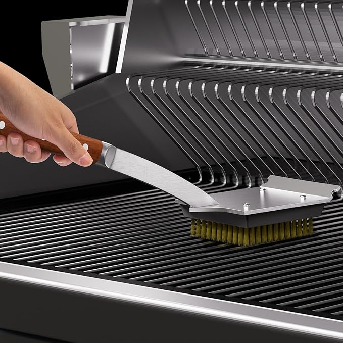 ENLOY 2-Pack Copper Wire Grill Brush Replacement Heads, Grill Brush and Scraper Replacement Head with 8 Screws & Screwdriver, BBQ Cleaning Replacement Brush Head with Protective Cover & for Most Grill