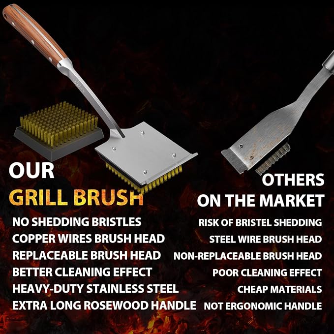 ENLOY Copper Wire Grill Brush Replacement Head, Grill Cleaning Bristle Brush with 4 Screws, BBQ Cleaning Replacement Brush Head for Gas, Porcelain, Ceramic, Cast Iron, Stainless Steel Grills and More