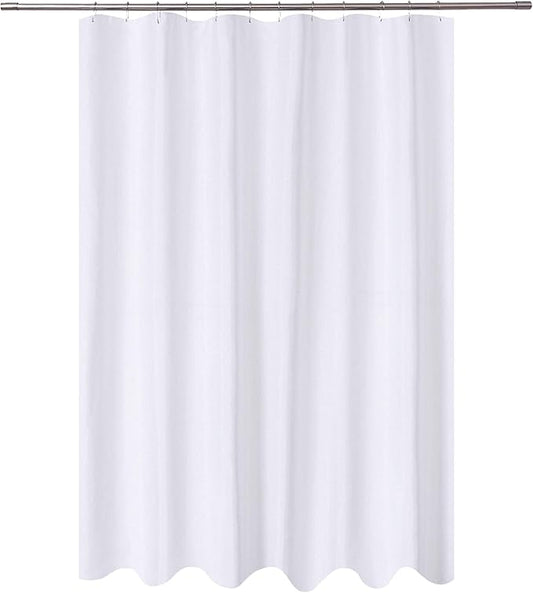 N&Y HOME Fabric Shower Curtain Liner Extra Long 72 x 84 Inches with 2 Bottom Magnets, Hotel Quality, Washable, White Spa Bathroom Curtains with Grommets, 72x84