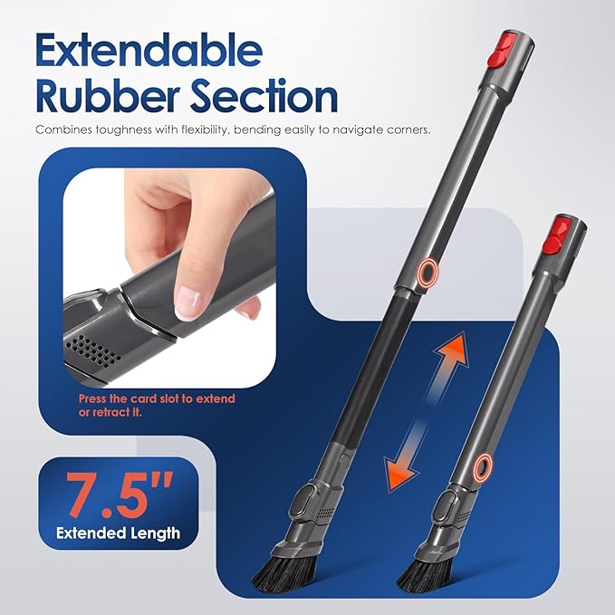 Extendable Flexi Crevice Tool Vacuum Attachments, 971433-01 Quick Release Slim Nozzle Attachment Compatible with Dyson V15 V12 V11 V10 V9 V8 V7 Gen5 G5 Vacuum Cleaner