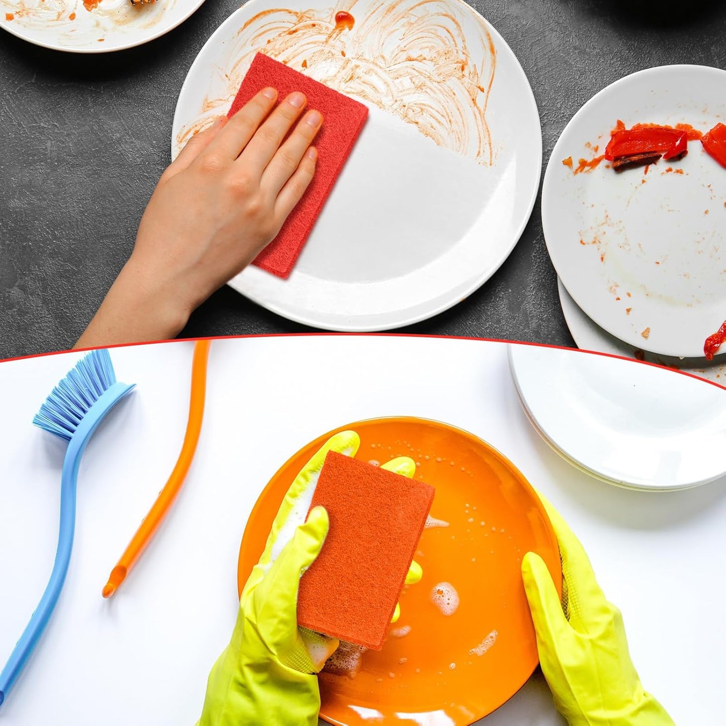 Hoolerry 100 Pcs Heavy Duty Scouring Pads Non Scratch Household Scrub Pads for Cleaning Reusable Pan Scrubber Anti Grease Scrubbing Pads for Dish Kitchen Metal Grills, 4.3 x 3 x 0.3 in (Multicolor)