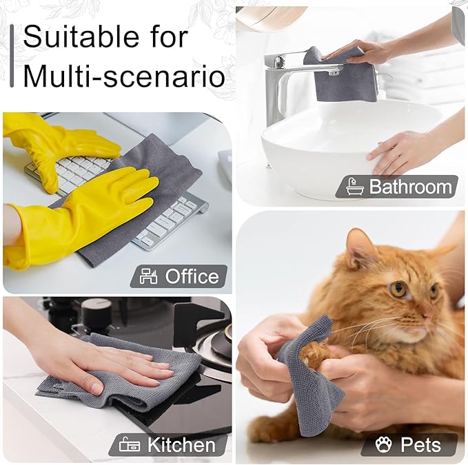 Homaxy Tear Away Dish Cloths Rolls, 75 Sheets-11.8" X 11.8", Reusable Washable Dish Towels for Kitchen, Ultra Absorbent and Quick Drying Microfiber Cleaning Rags, Grey